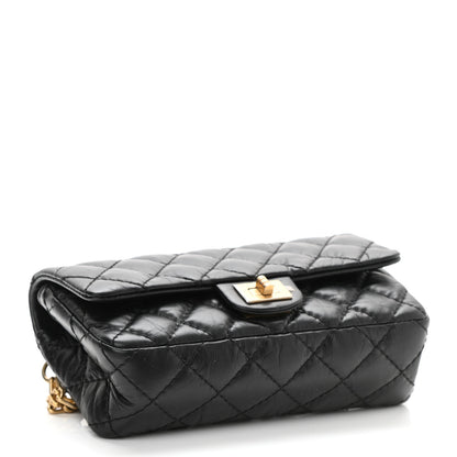 Chanel Aged Calfskin Quilted 2.55 Reissue Flap Belt Bag Clutch Black 3 of 10