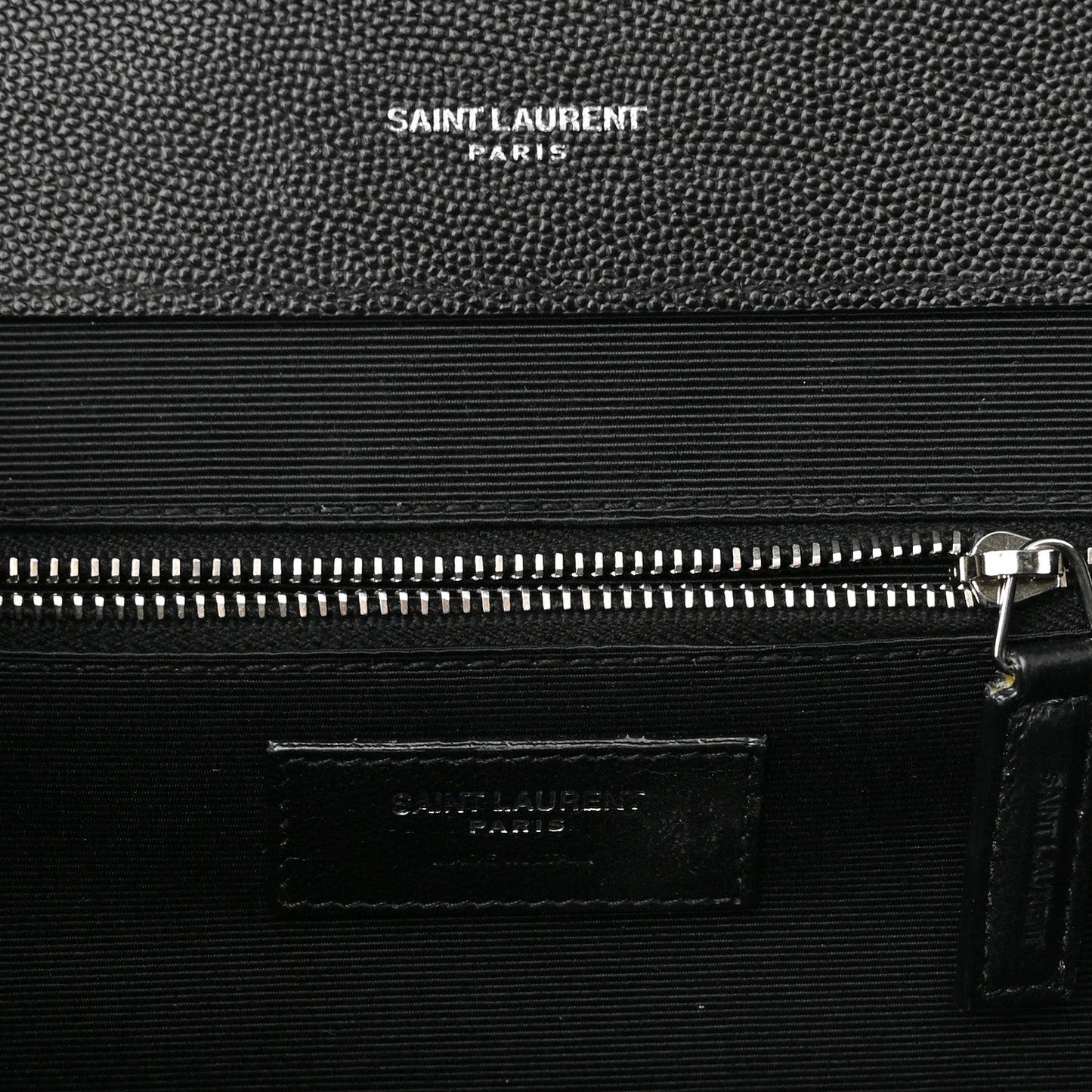 Grain De Poudre Textured Mixed Matelasse Large Triquilt Monogram Satchel Black