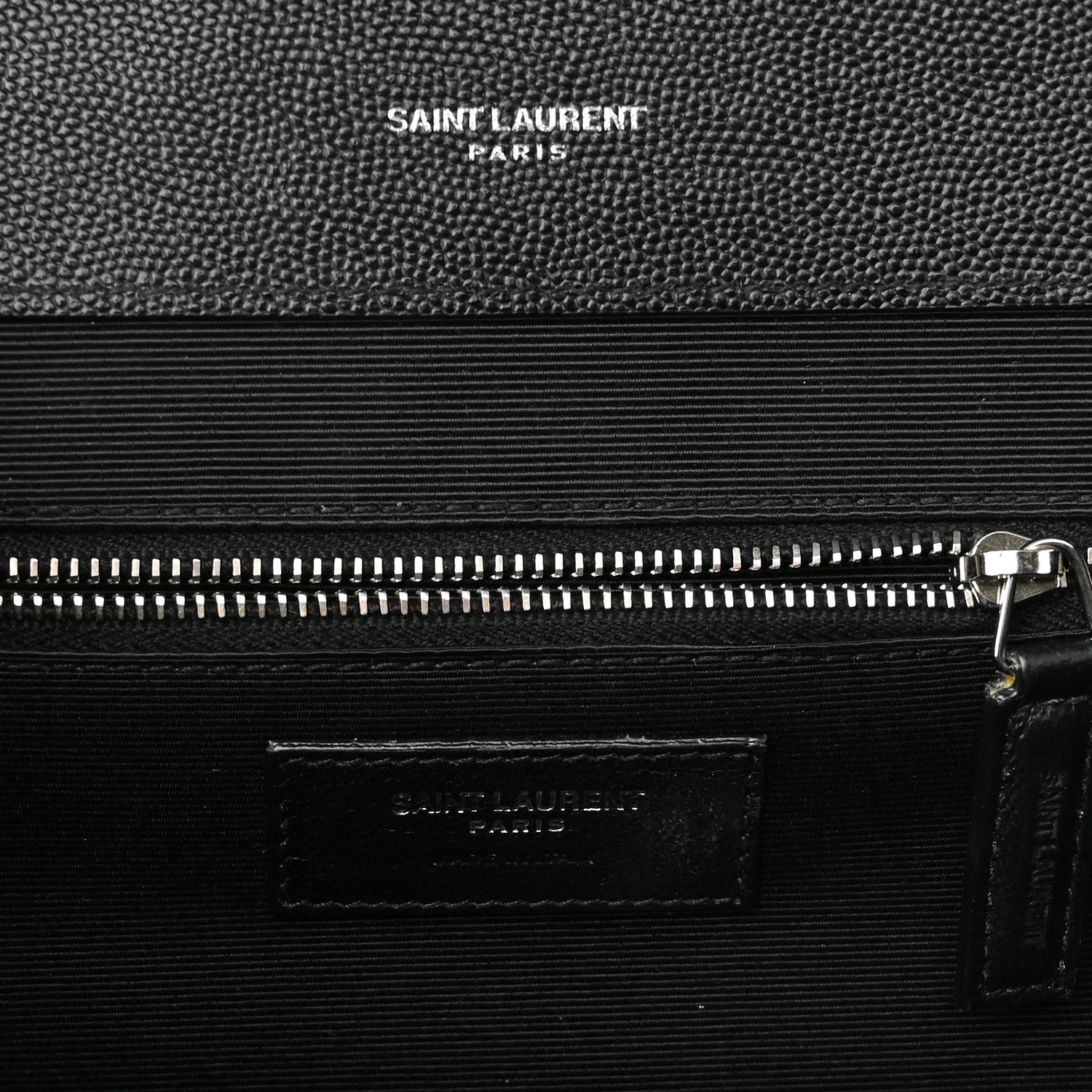 Saint Laurent Grain De Poudre Textured Mixed Matelasse Large Triquilt Monogram Satchel Black 5 of 8