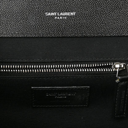 Saint Laurent Grain De Poudre Textured Mixed Matelasse Large Triquilt Monogram Satchel Black 5 of 8