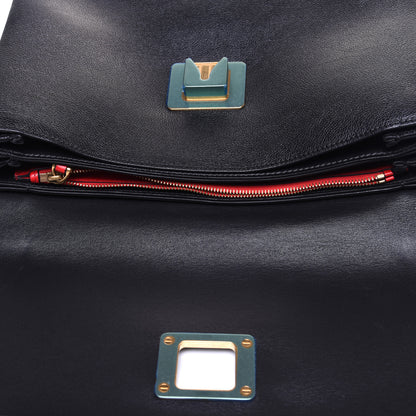 Valentino Garavani Smooth Calfskin Medium Vring Shoulder Bag Rouge Pur Cerise Black 9 of 19