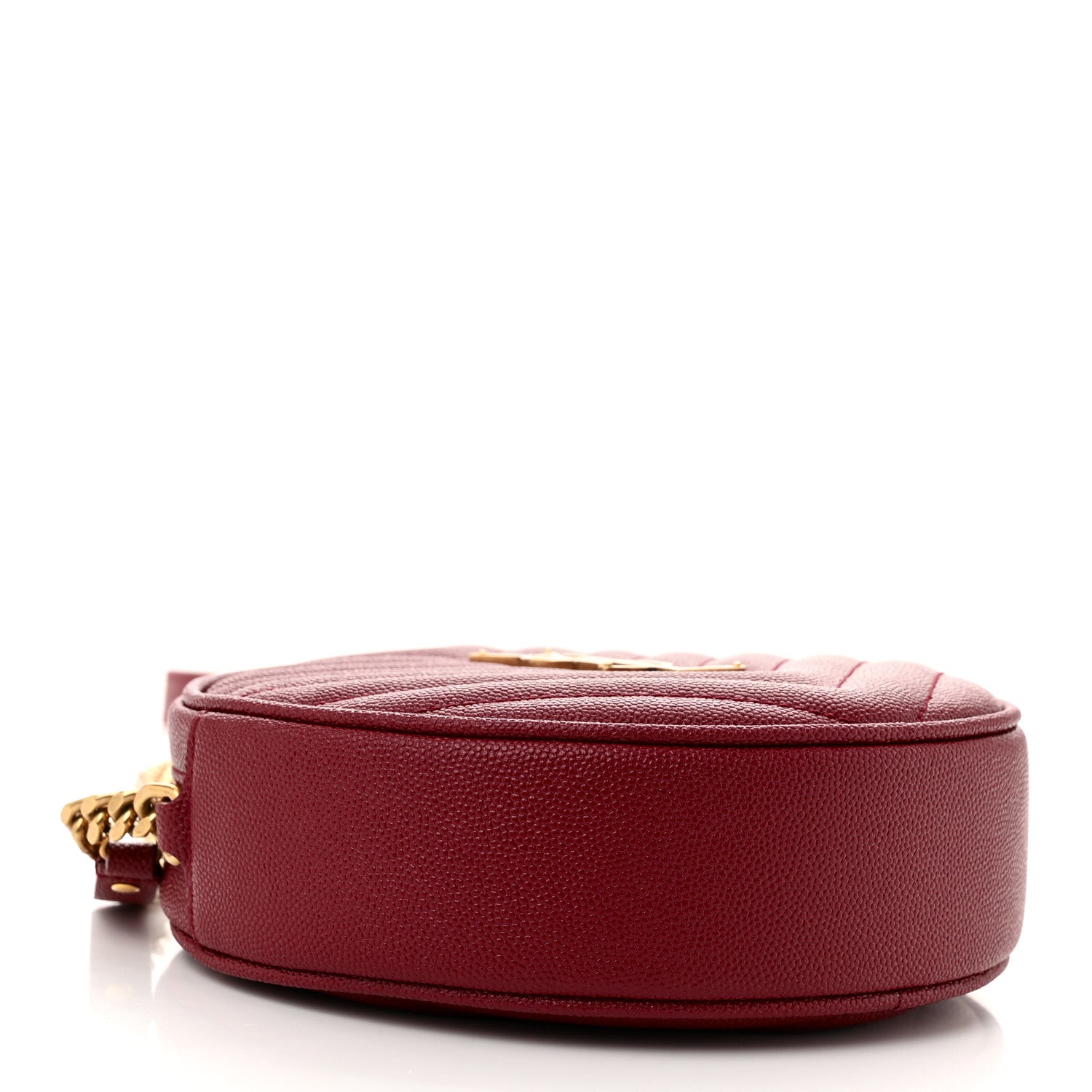 Saint Laurent Grain De Poudre Matelasse Chevron Quilted Round Vinyle Camera Bag Rouge Legion 4 of 10
