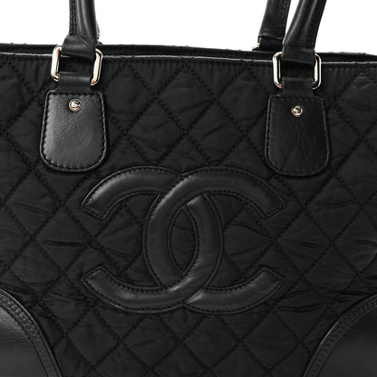 Chanel Nylon Calfskin Quilted CC Paris New York Tote Bag Black 8 of 12