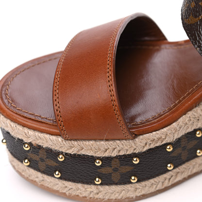 Louis Vuitton Monogram Calfskin Studded Wedge Sandals 39 13 of 15