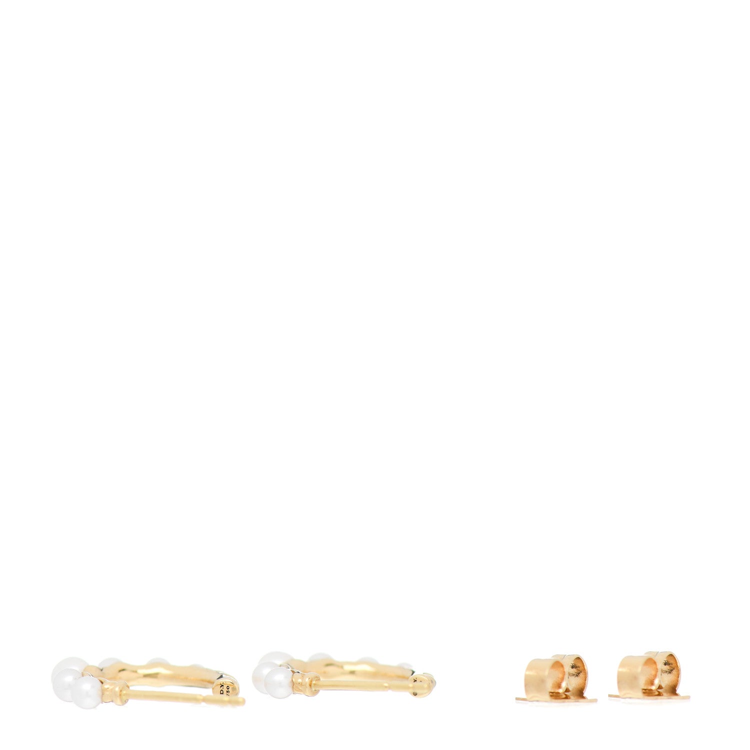 David Yurman 18K Yellow Gold Pearl 15mm Petite Perle Hoop Earrings 3 of 4