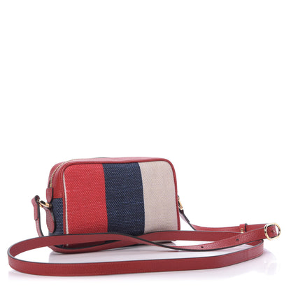 Gucci Canvas Sylvie Stripe Mini Ophidia Camera Bag Mystic White Hibiscus Red Maritime 3 of 10