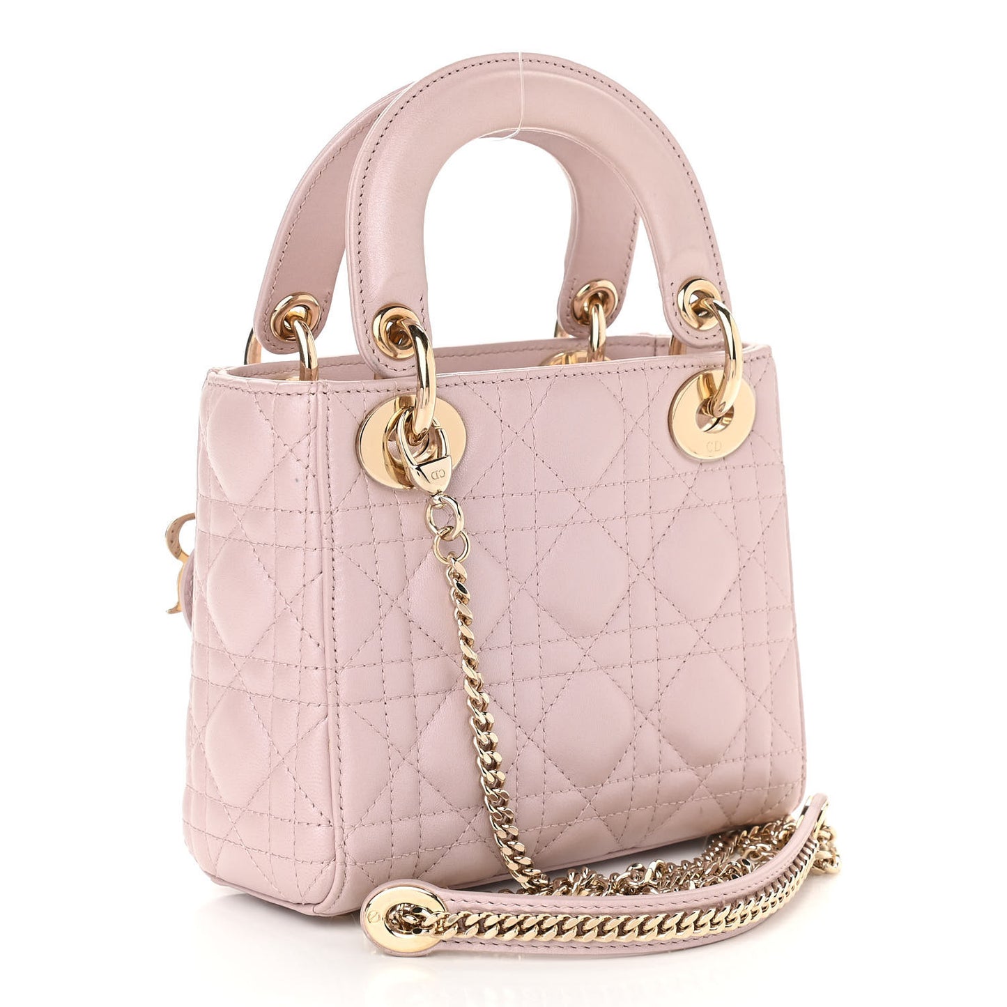 Metallic Lambskin Cannage Mini Lady Dior Lotus