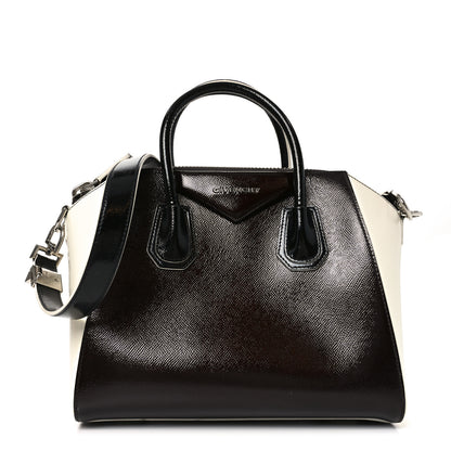 Givenchy Textured Patent Calfskin Small Tri-Color Antigona Black White Brown 1 of 10