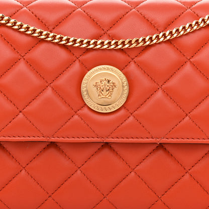 Versace Lambskin Quilted Medusa Wallet On Chain Crossbody Dark Orange 8 of 11