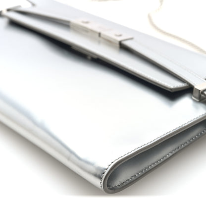 Saint Laurent Metallic Calfskin Manhattan Chain Clutch Metal Argento 9 of 9