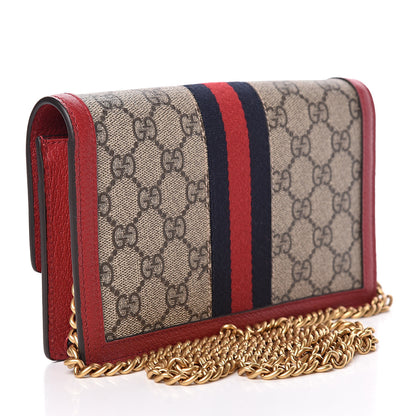 Gucci GG Supreme Monogram Web Queen Margaret Chain Wallet Red 3 of 9