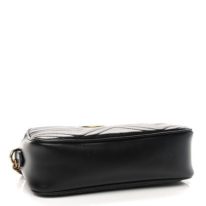 Gucci Calfskin Matelasse Small GG Marmont Chain Shoulder Bag Black 4 of 10