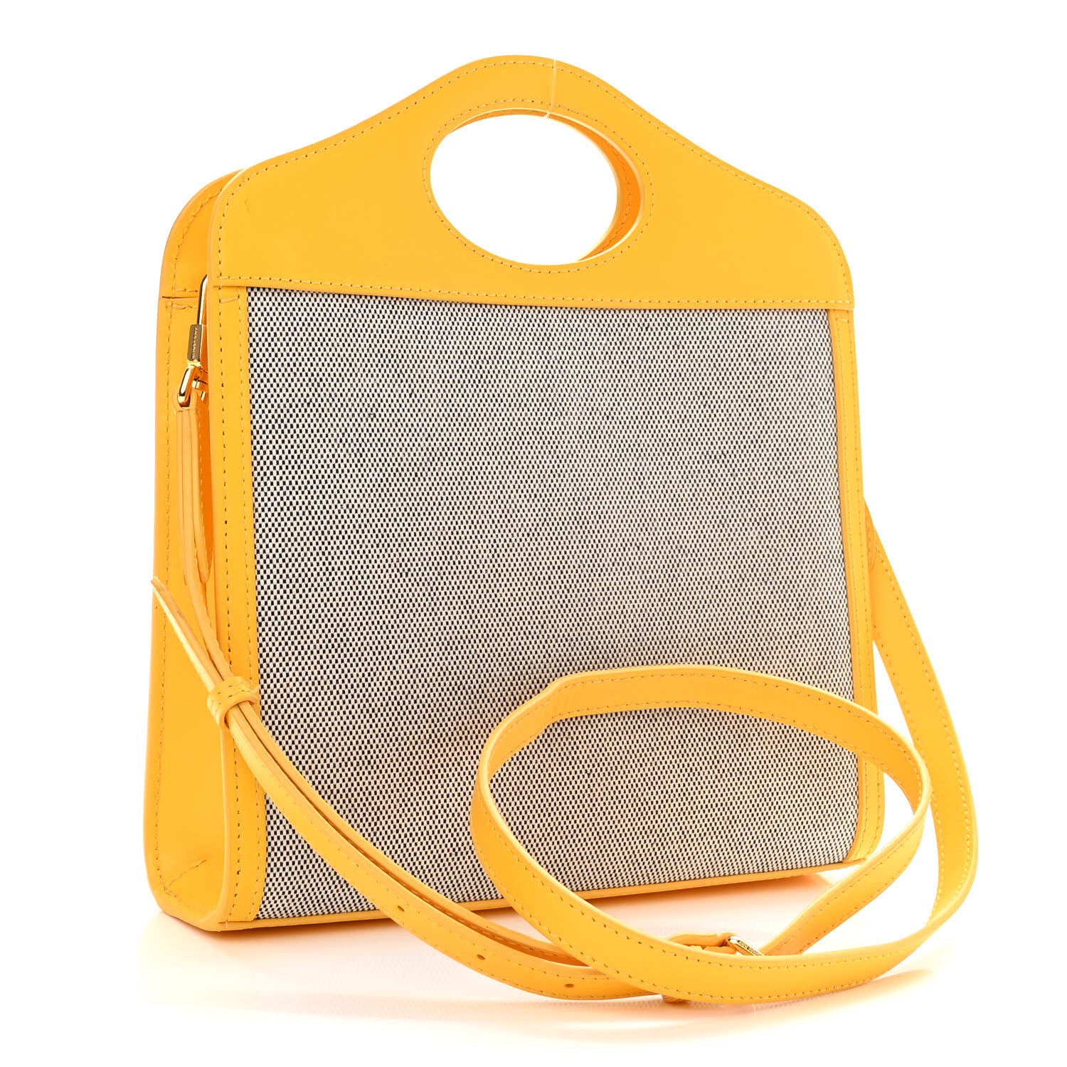 Burberry Canvas Smooth Calfskin Two Tone Mini Pocket Bag Black Deep Saffron 3 of 10