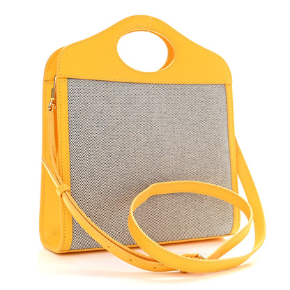 Burberry Canvas Smooth Calfskin Two Tone Mini Pocket Bag Black Deep Saffron 3 of 10