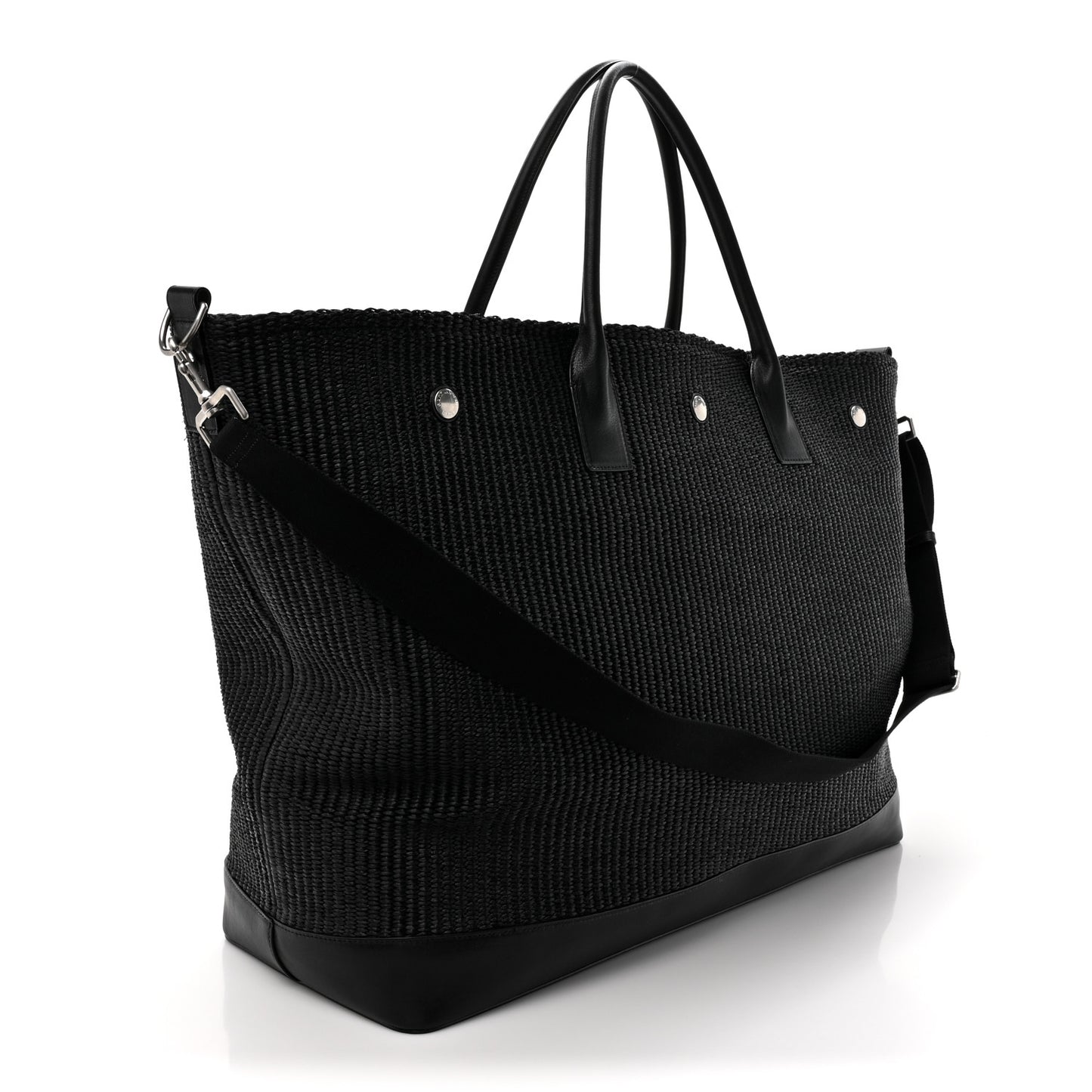 Linen Calfskin Rive Gauche Maxi Tote Black