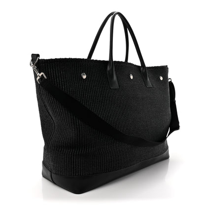 Saint Laurent Linen Calfskin Rive Gauche Maxi Tote Black 2 of 10