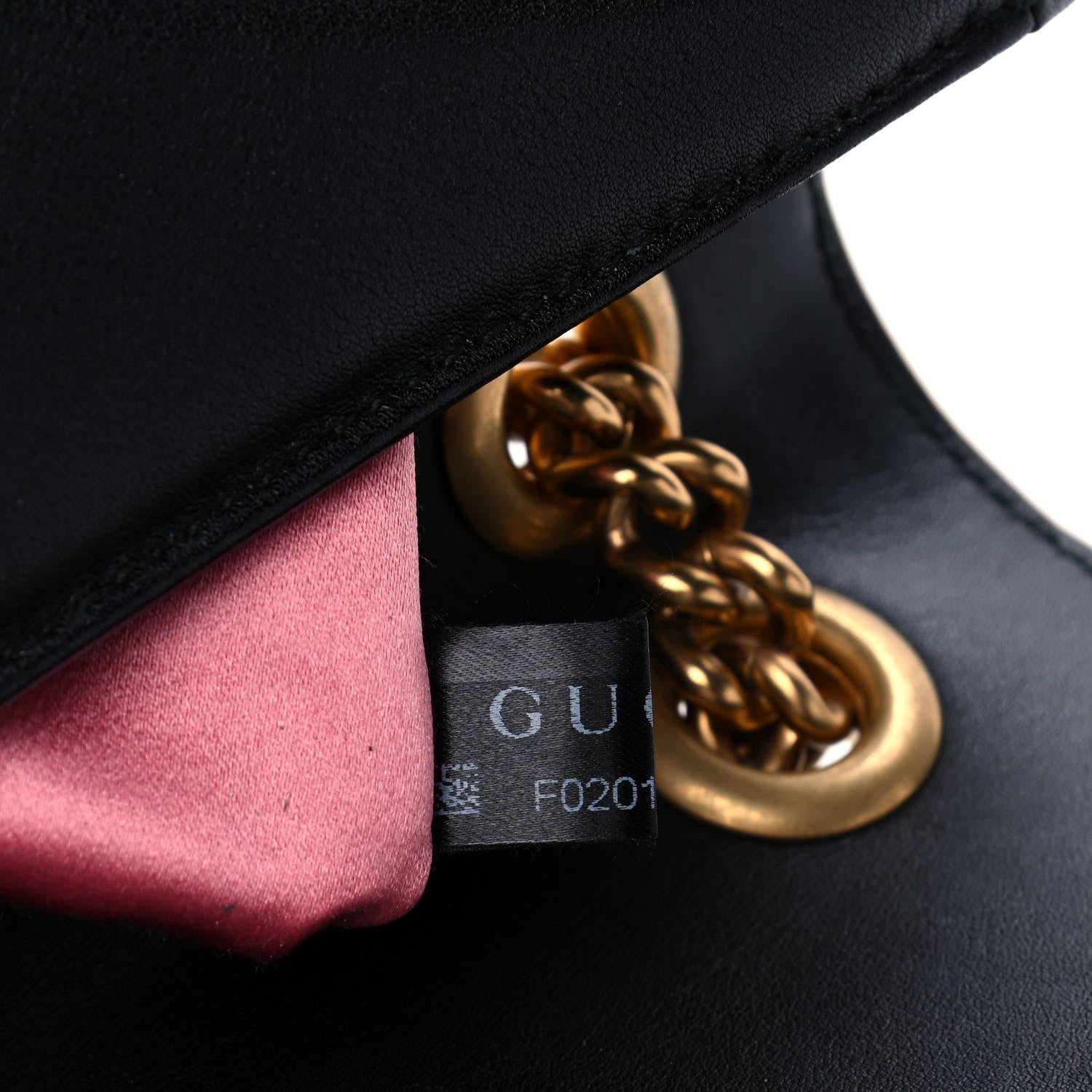 Gucci Calfskin Matelasse Small GG Marmont Shoulder Bag Black White 8 of 15
