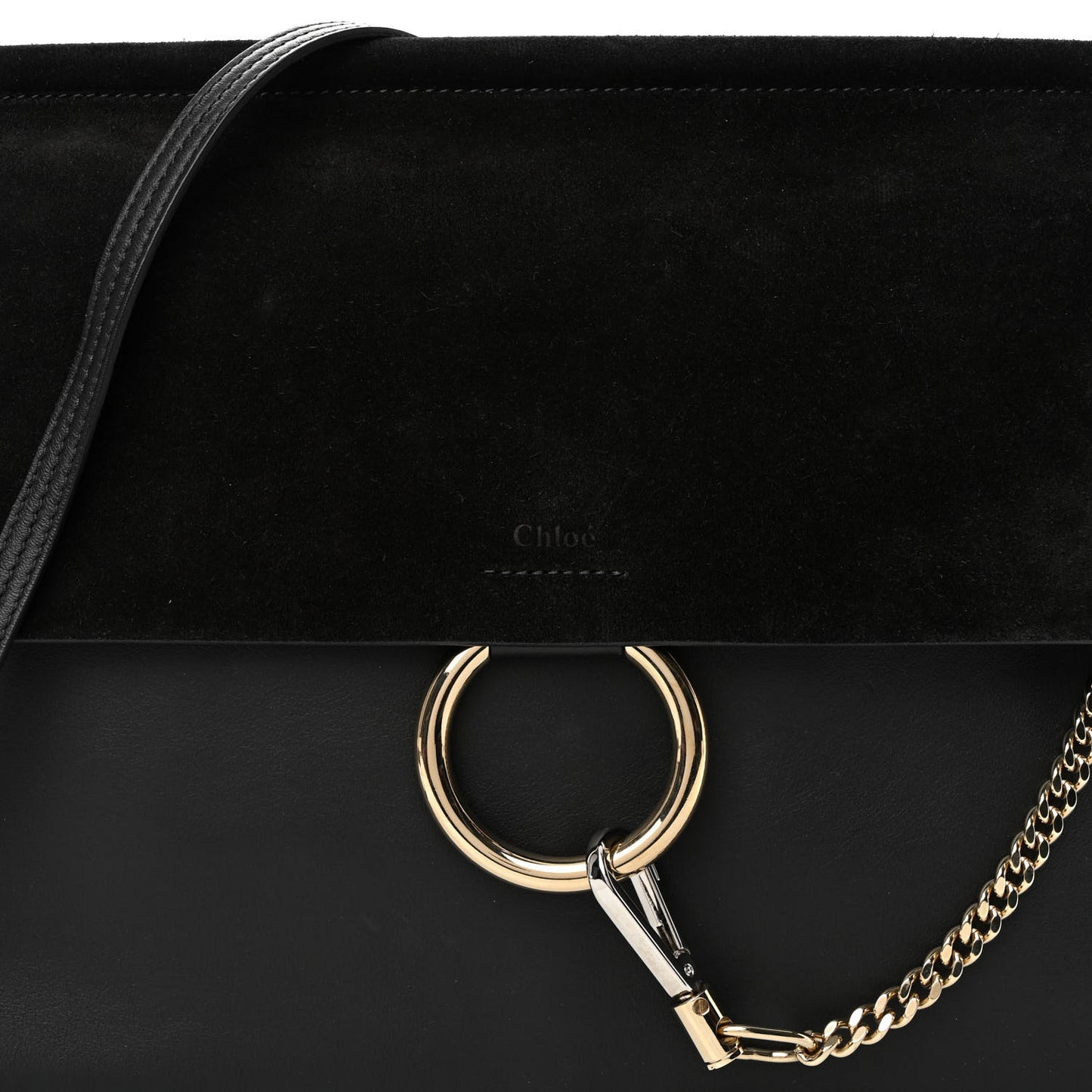 Suede Calfskin Medium Faye Shoulder Bag Black