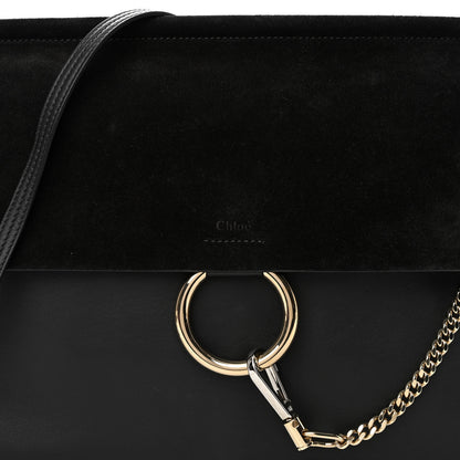 Chloe Suede Calfskin Medium Faye Shoulder Bag Black 7 of 12