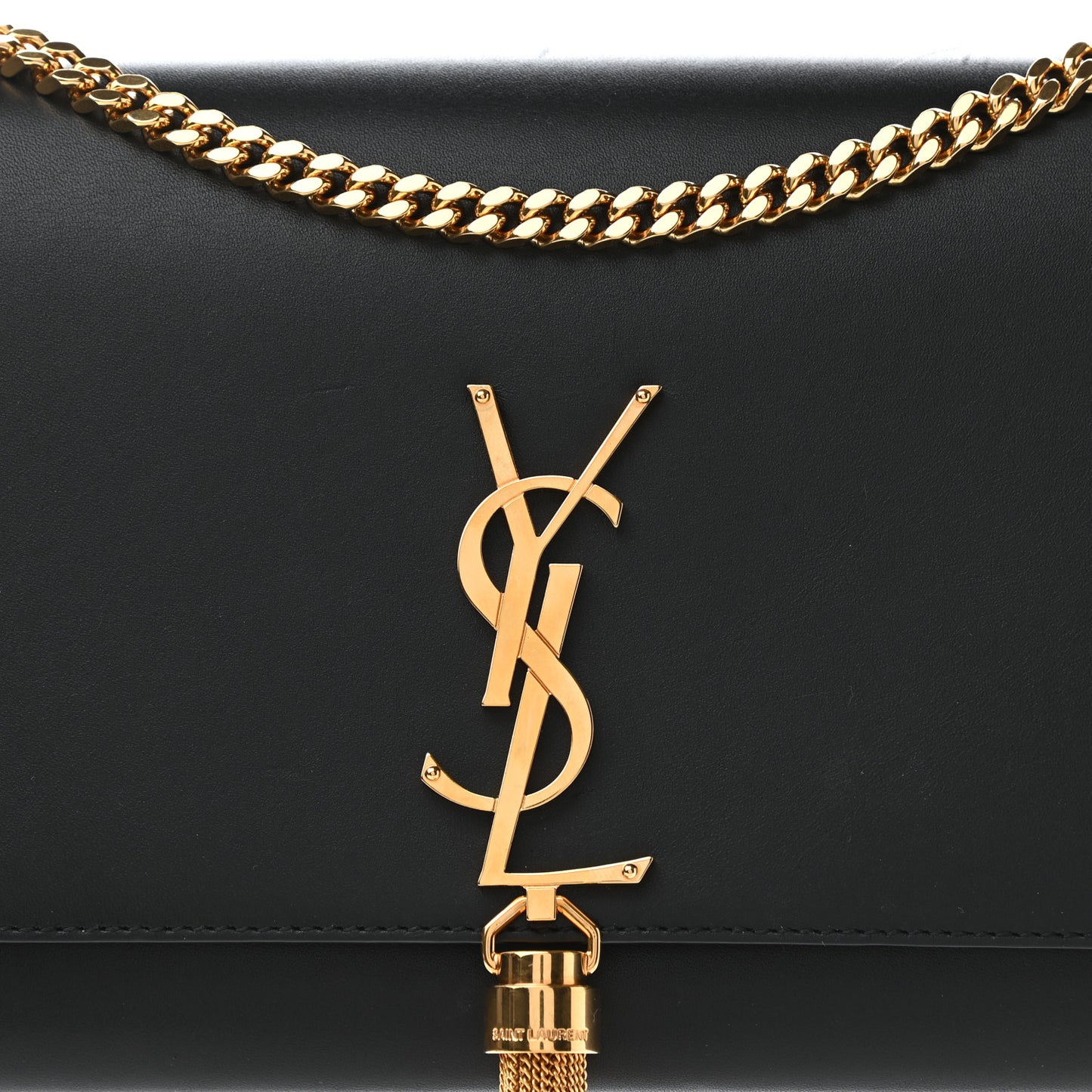 Smooth Calfskin Medium Classic Monogram Kate Tassel Satchel Black