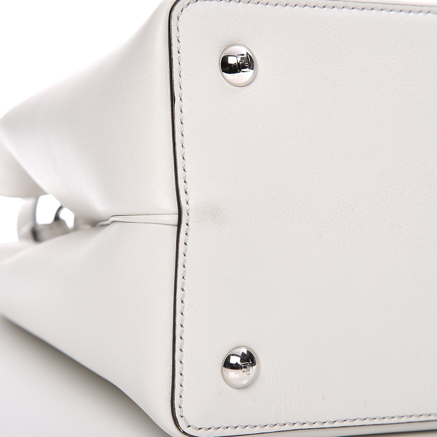 Fendi Calfskin PVC Flower Studs Petite 2Jours Tote White Ice Multicolor 9 of 11