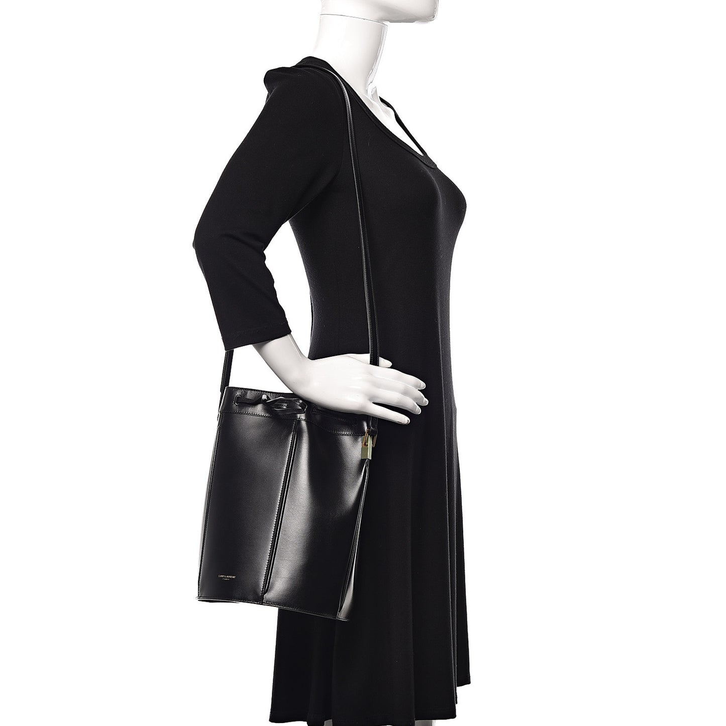 Smooth Calfskin Medium Talitha Bucket Bag Black
