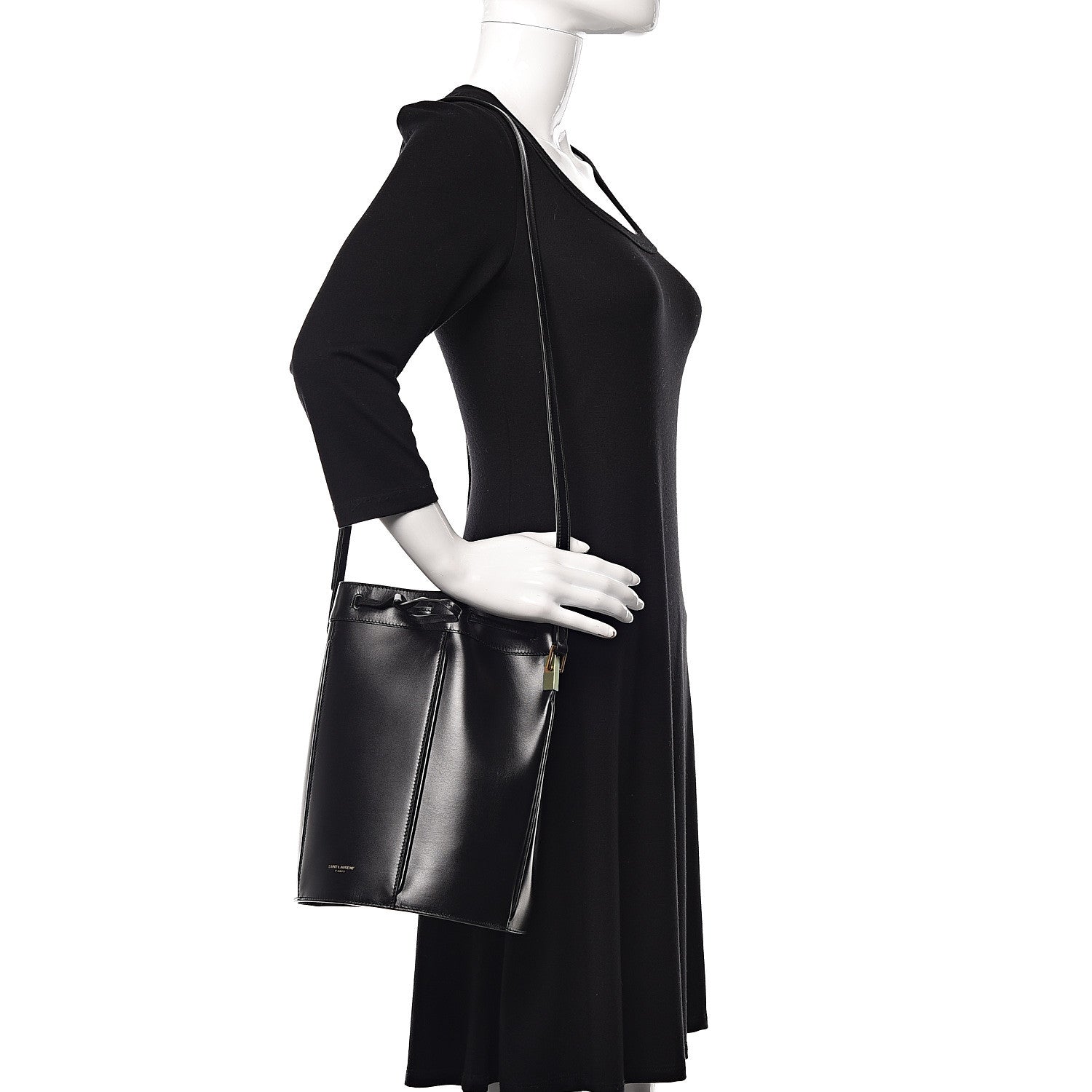 Saint Laurent Smooth Calfskin Medium Talitha Bucket Bag Black 2 of 9