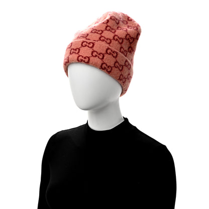 Gucci Wool GG Monogram Fog Tricot Beanie Hat M Pink 2 of 4