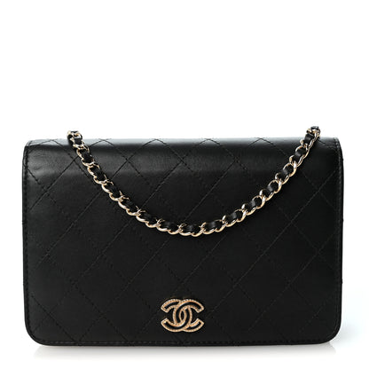 Chanel Lambskin Quilted Enamel CC Wallet on Chain WOC Black 1 of 11