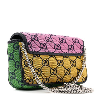 Gucci Monogram Multicolor Matelasse Diagonal Super Mini GG Marmont Shoulder Bag Pink Blue Red Yellow Green 3 of 10