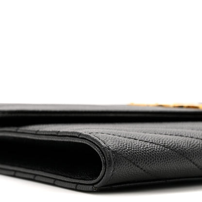 Saint Laurent Grain De Poudre Matelasse Chevron Monogram Envelope Clutch Black 9 of 12