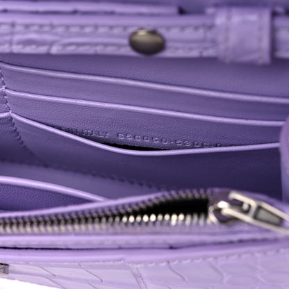 Balenciaga Shiny Calfskin Crocodile Embossed Hourglass Chain Bag Lilac 7 of 14