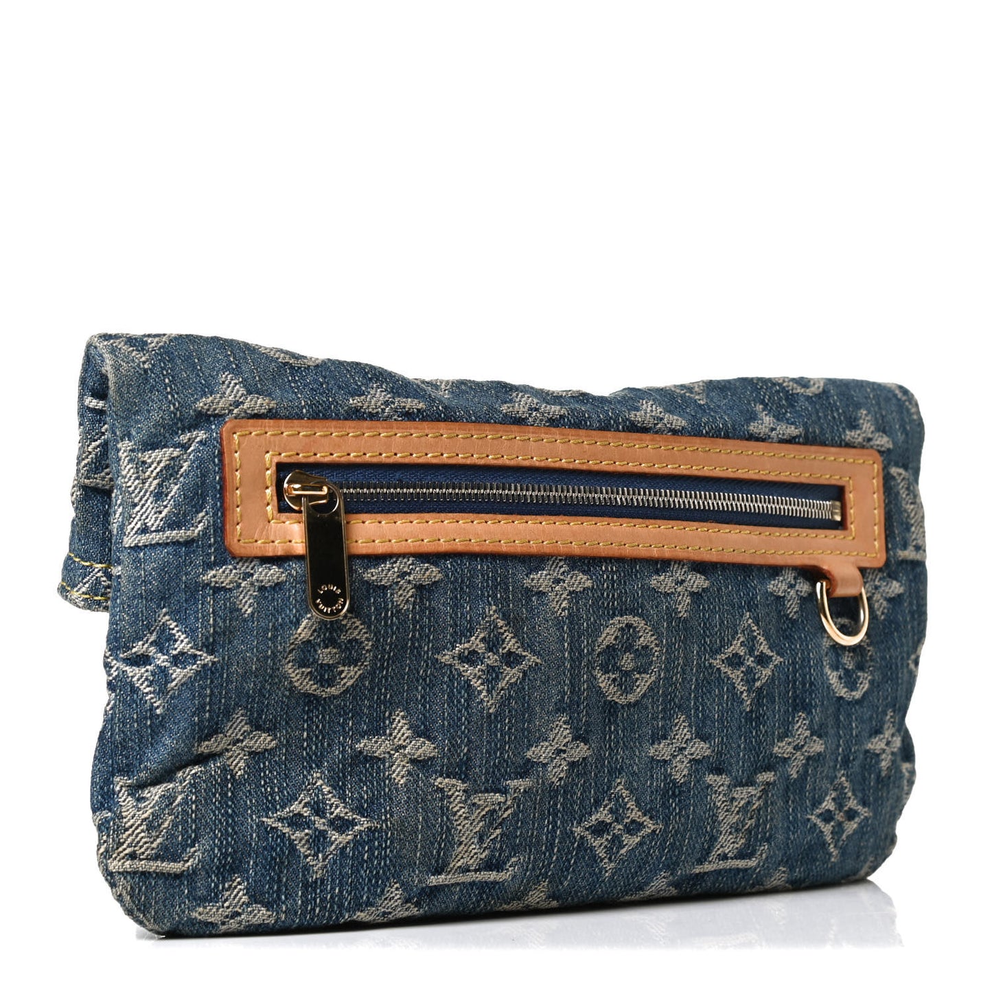 Monogram Denim Pochette Plat Clutch Blue