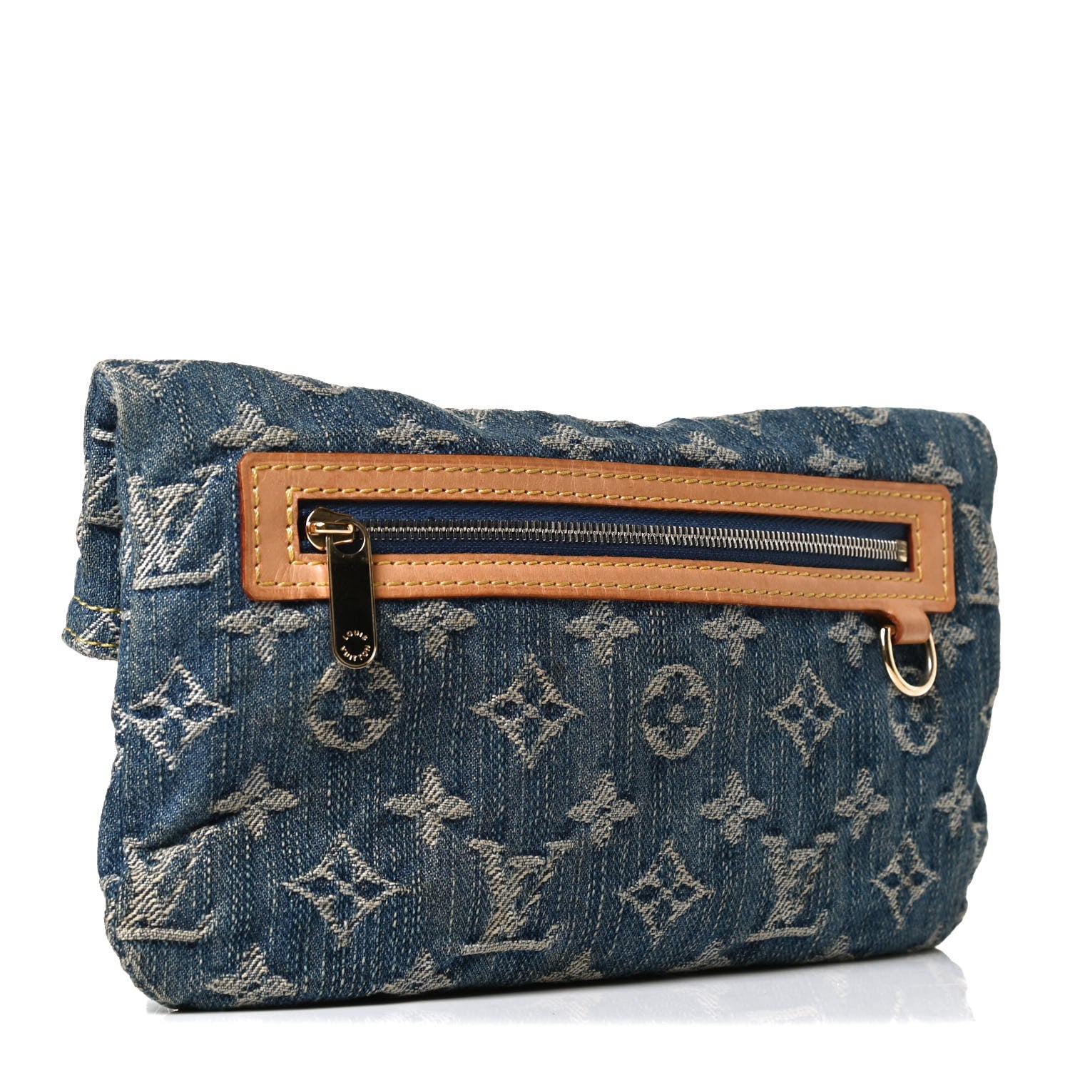 Louis Vuitton Monogram Denim Pochette Plat Clutch Blue 3 of 10