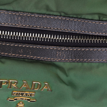 Prada Saffiano Tessuto Nylon Shopping Tote Green Brown 22 of 24