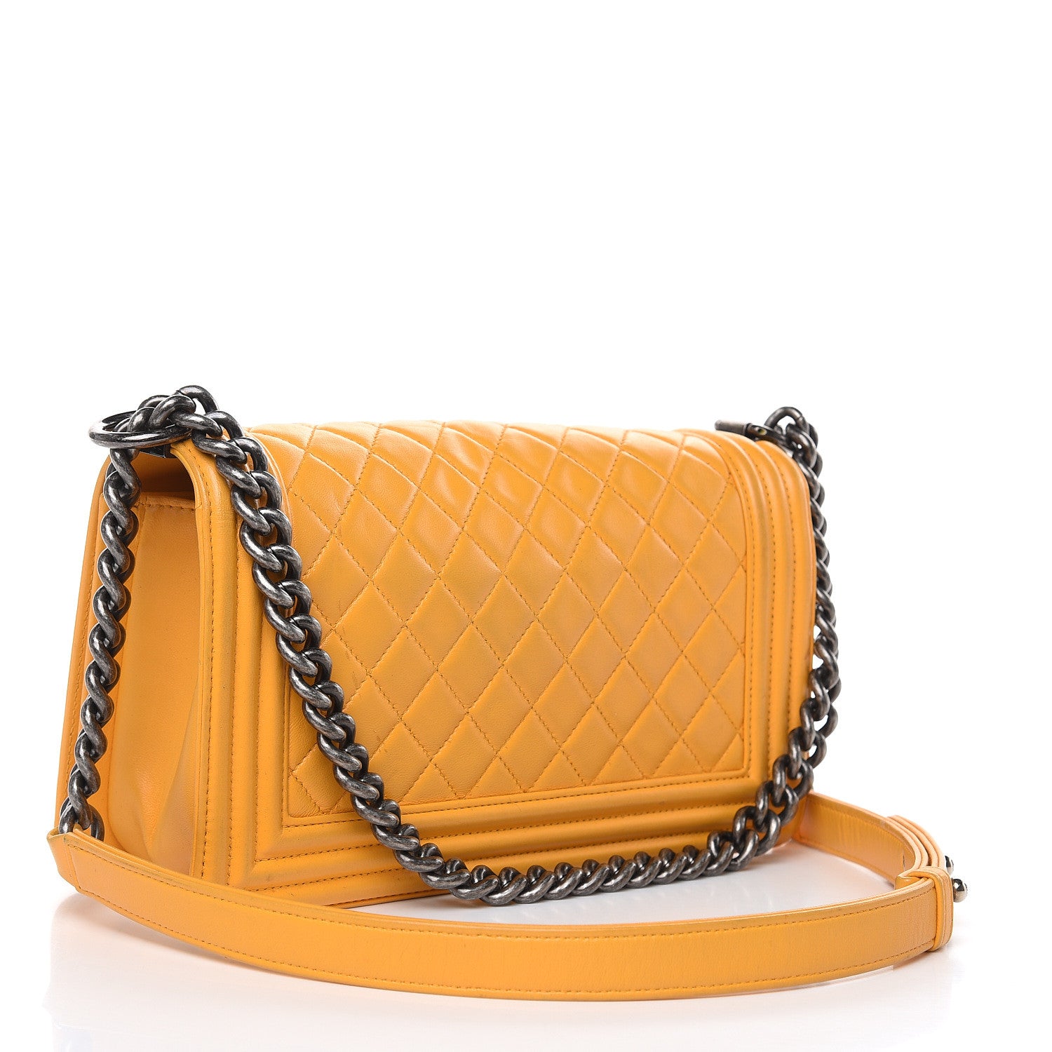 Chanel Lambskin Quilted Medium Boy Flap Yellow 3 of 22