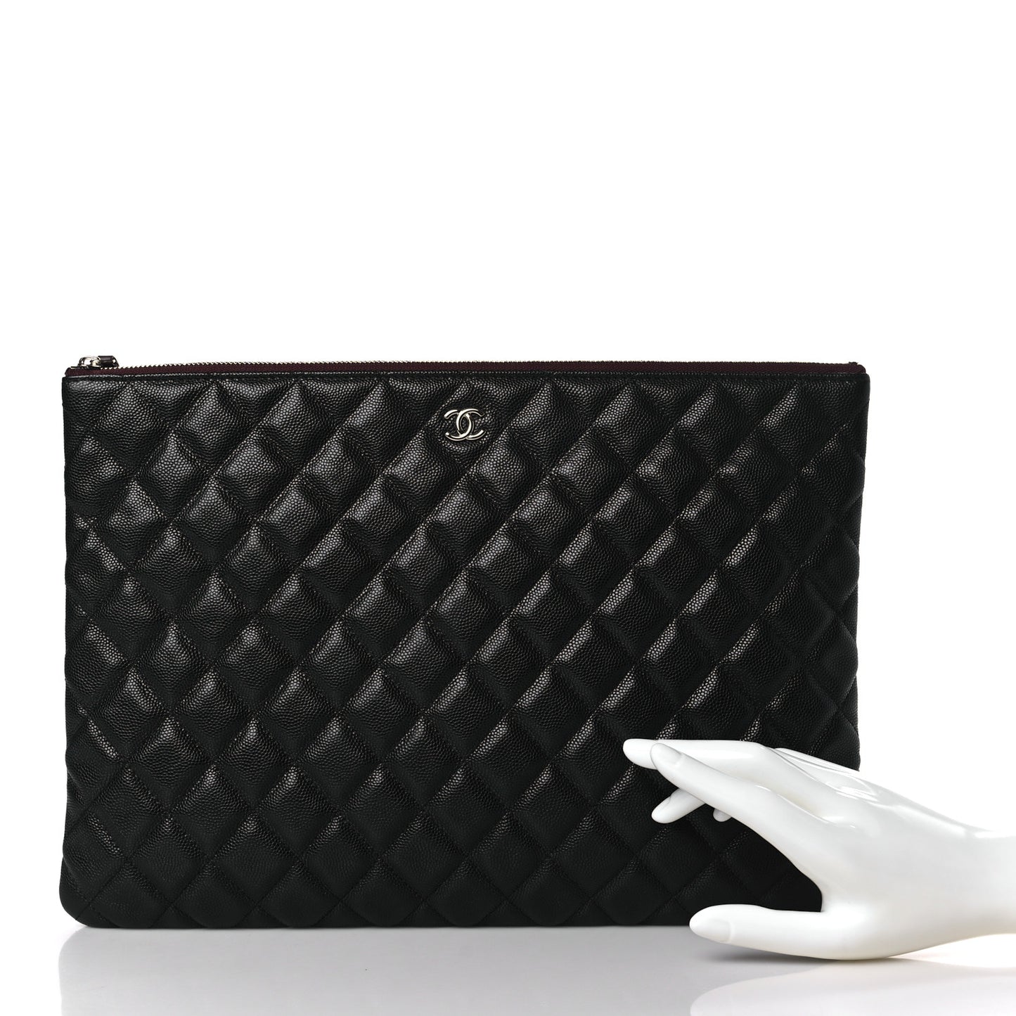 Caviar Quilted Large Cosmetic Case Black