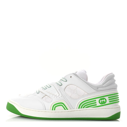 Gucci Demetra GG Supreme Monogram Womens Basket Low Top Sneakers 37.5 Great White Green 1 of 9