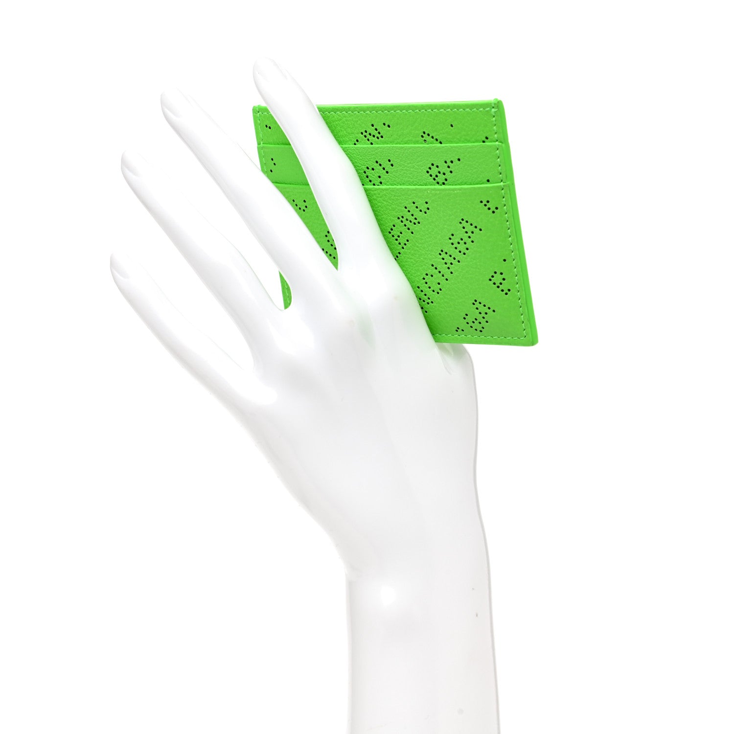 Balenciaga Calfskin Logo Perforated Cash Card Holder Acid Green 2 of 8