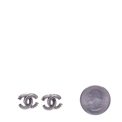 Chanel Enamel Crystal CC Earrings Silver 2 of 5