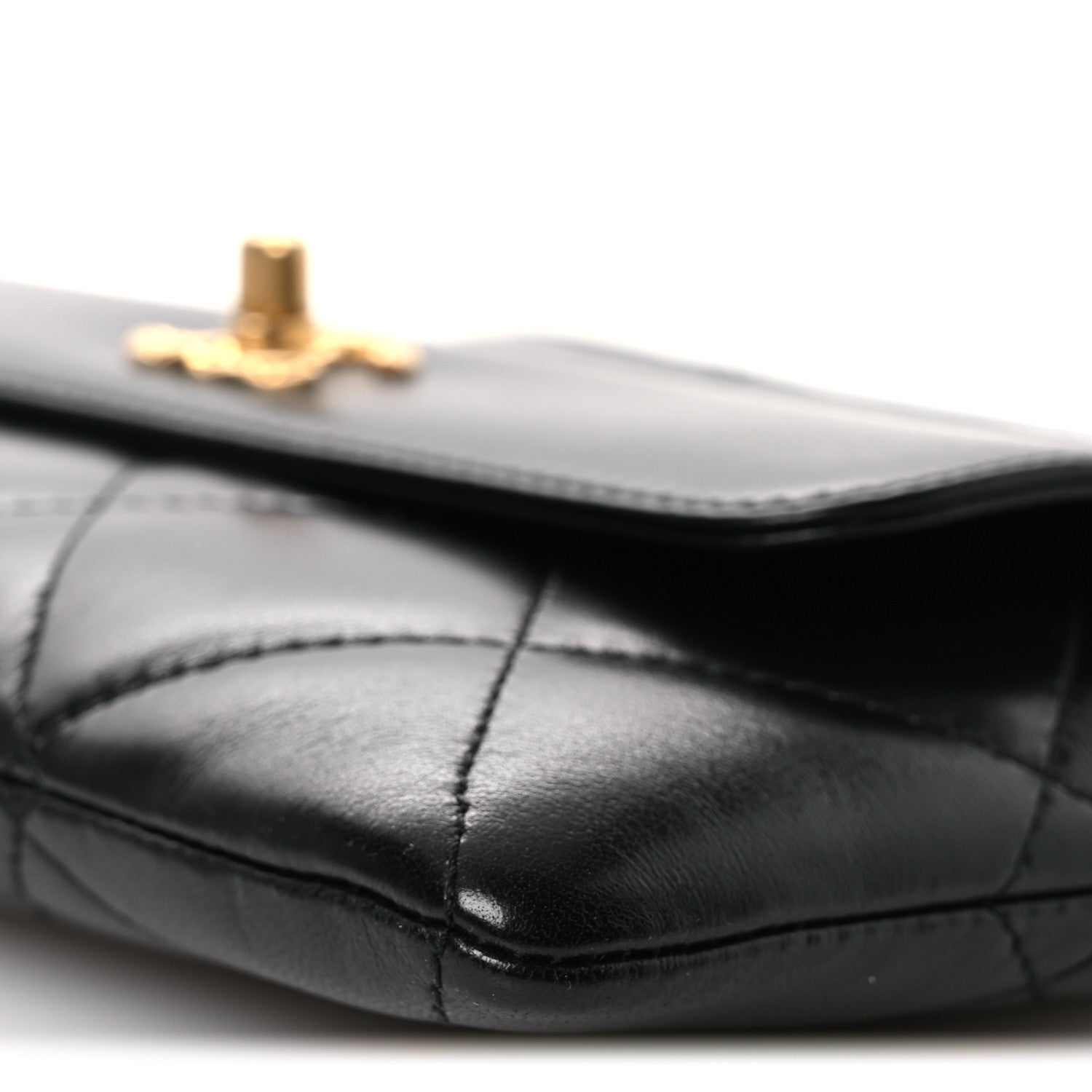 Chanel Lambskin Quilted Clutch Mini Flap Bag Black 10 of 12