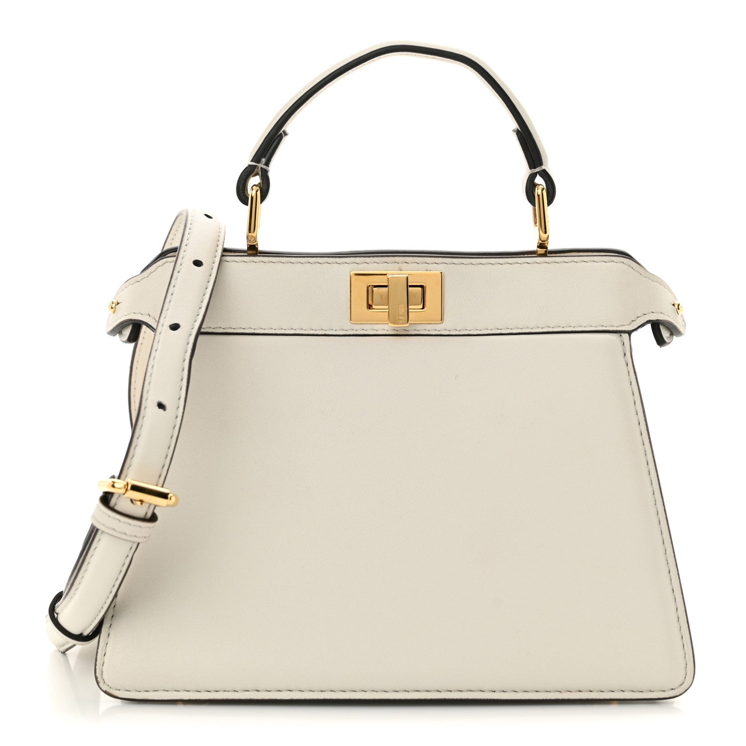 Fendi Shiny Nappa Petite Peekaboo I SEE U Satchel White 1 of 16