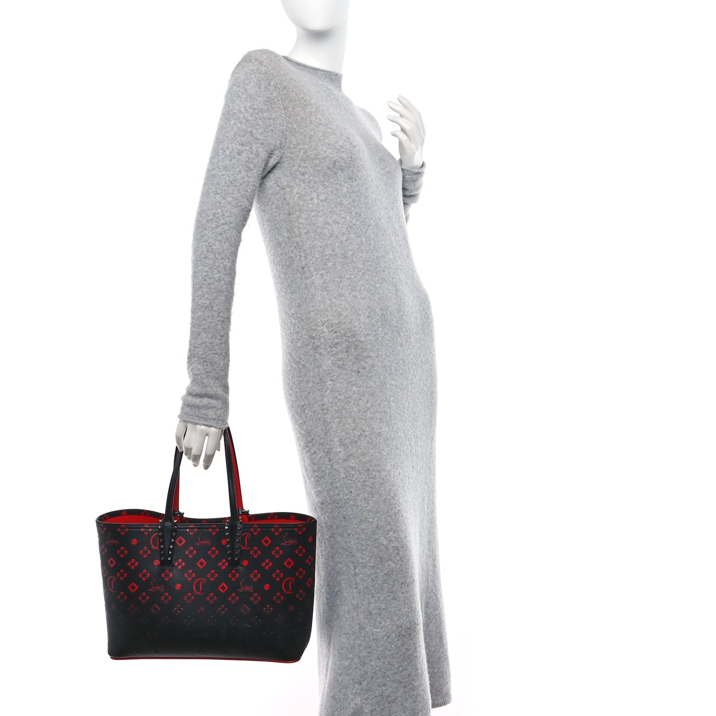 Perforated Calfskin Degrade Loubinthesky East West Cabata Tote Black Red