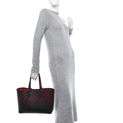 Christian Louboutin Perforated Calfskin Degrade Loubinthesky East West Cabata Tote Black Red 2 of 13