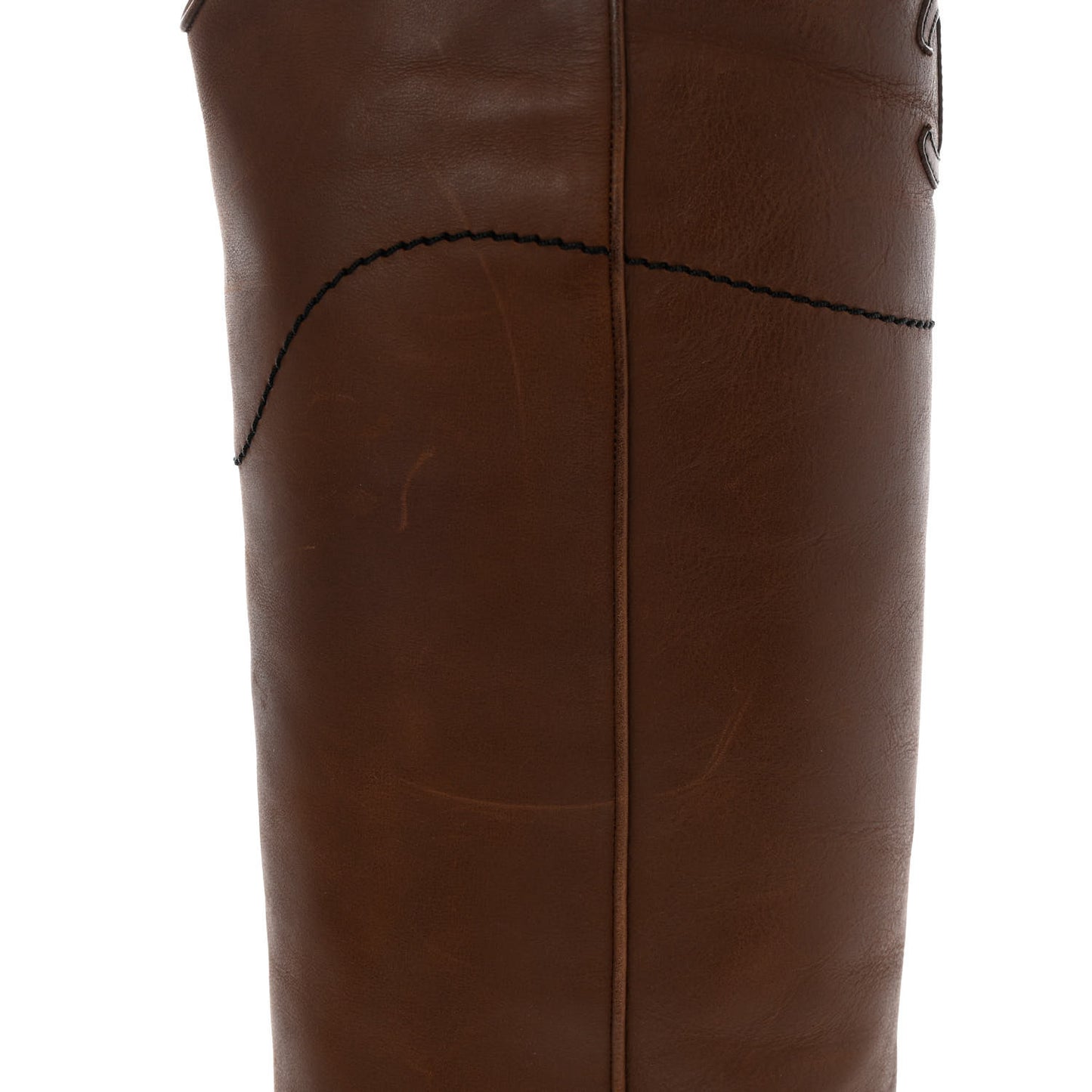Calfskin Ascot Knee High CC Boots 36.5 Light Brown