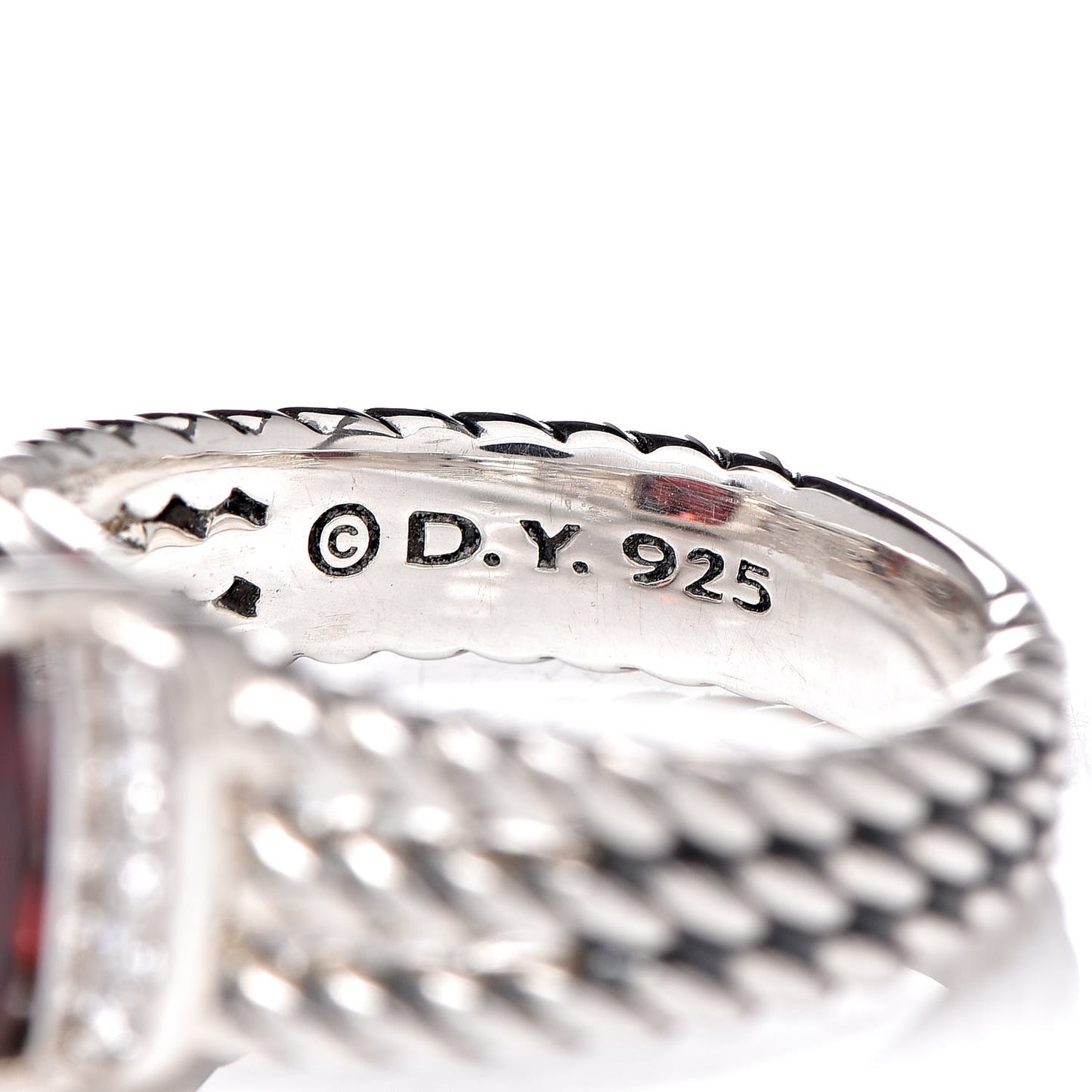 Sterling Silver Diamond Garnet 10mm Petite Wheaton Ring 50 5.5