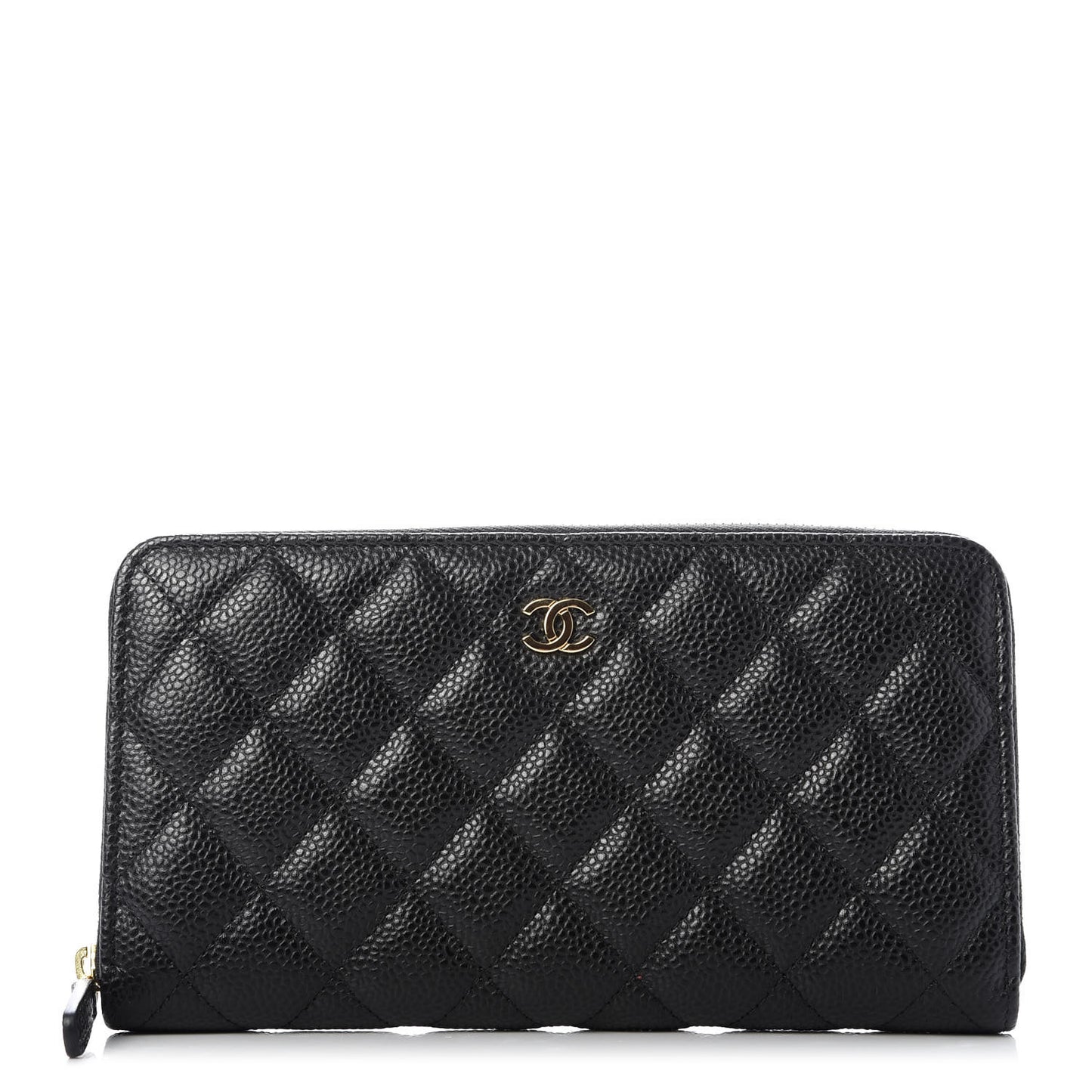 Caviar Quilted Large Gusset Zip Around Wallet Black