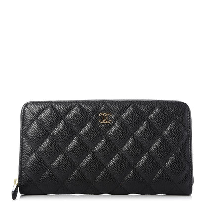 Chanel Caviar Quilted Large Gusset Zip Around Wallet Black 1 of 11
