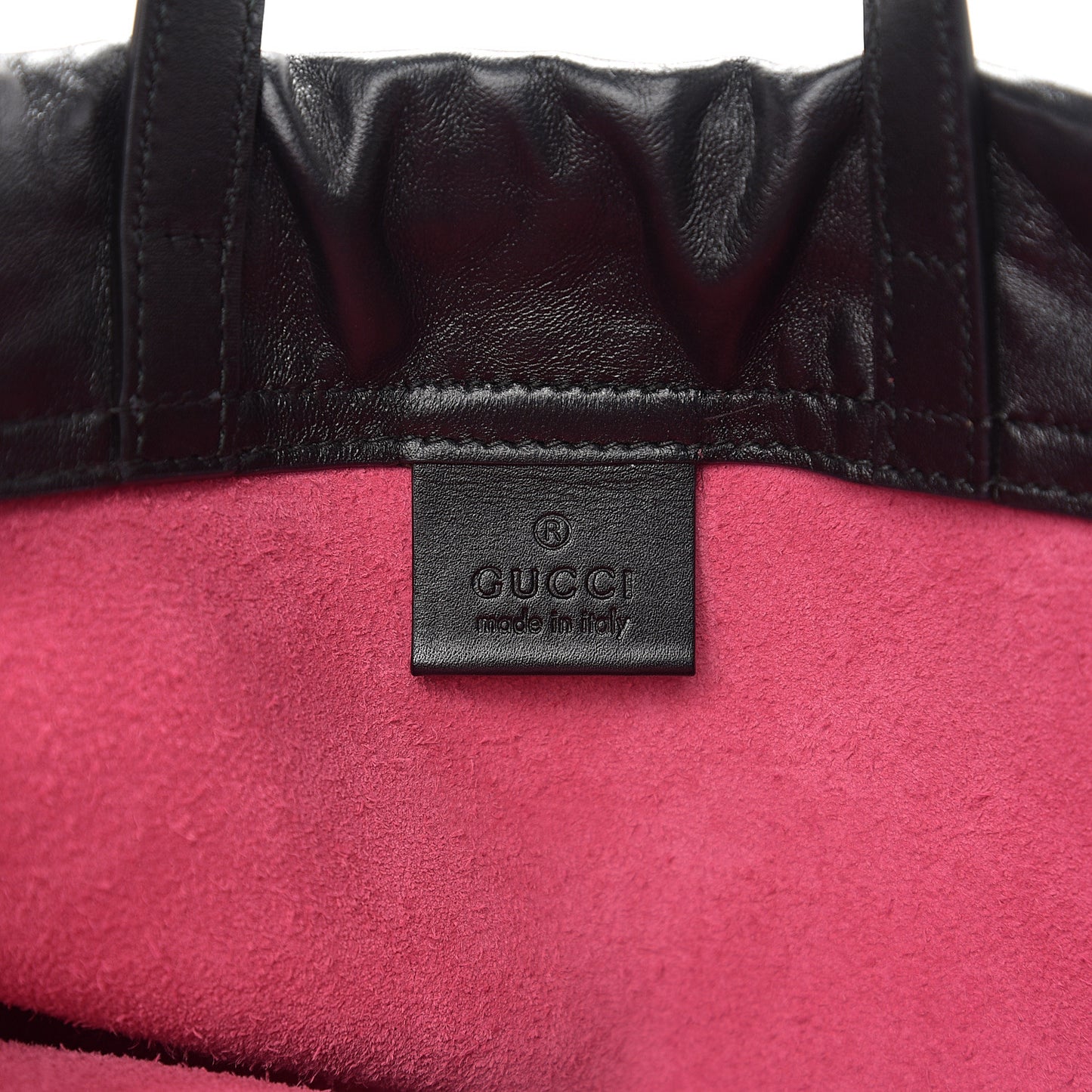 Grained Calfskin Logo Drawstring Backpack Box Pink Green Black