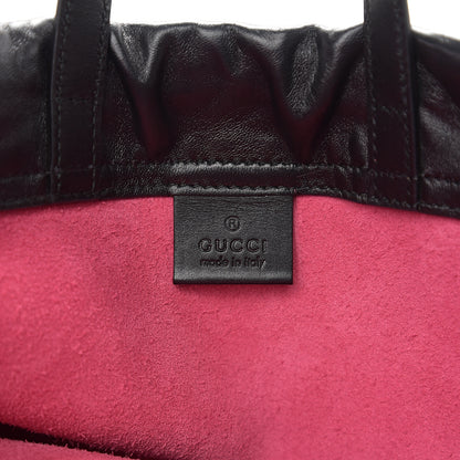 Gucci Grained Calfskin Logo Drawstring Backpack Box Pink Green Black 5 of 10